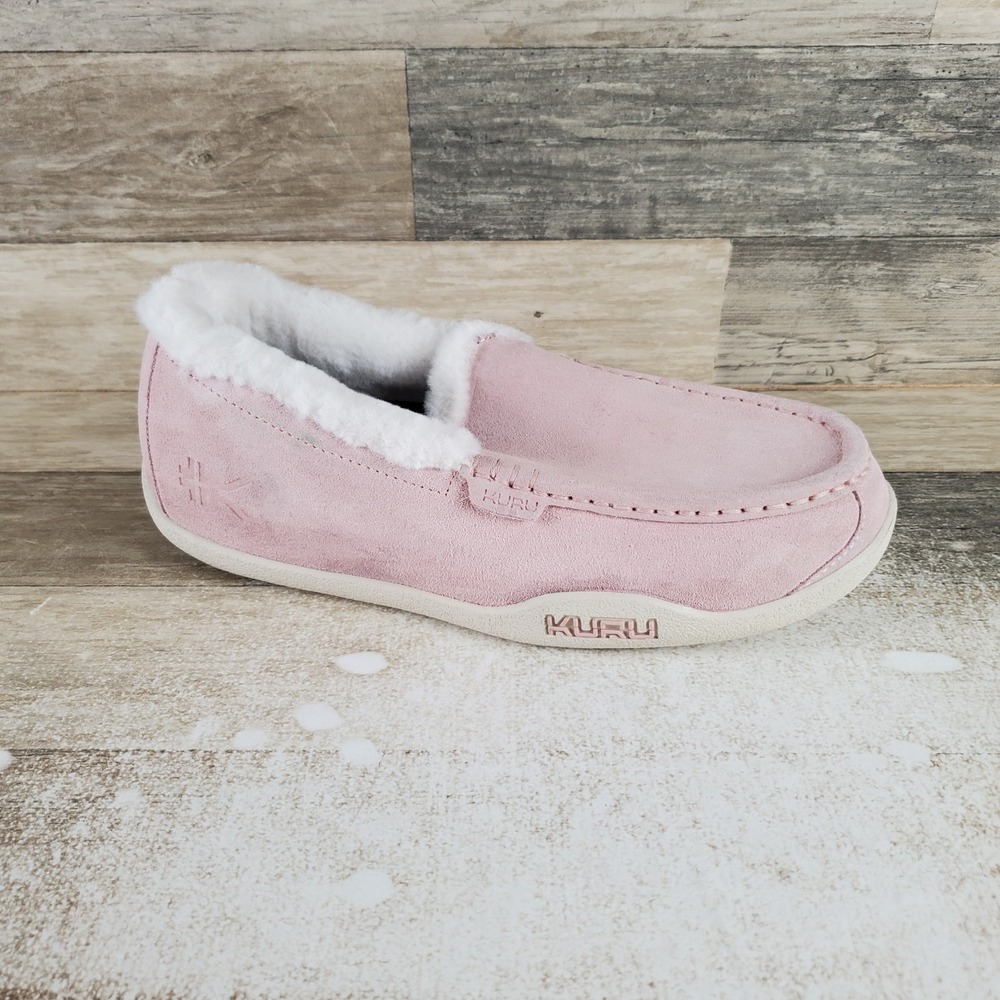 Kuru Loft Womens Slippers Sz 11 Pink Faux Fur Suede Comfort Slip On Round Toe